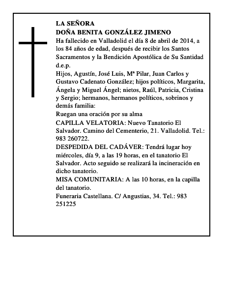 Doña Benita González Jimeno