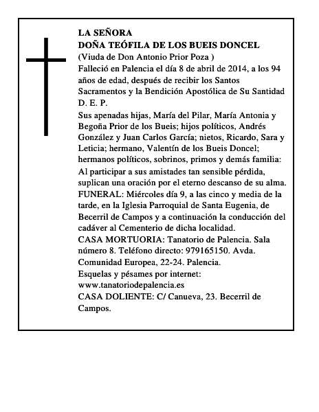 Doña Teófila de los Bueis Doncel