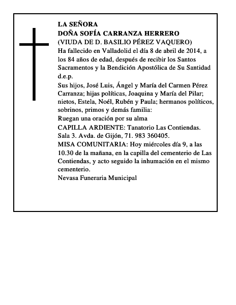 Doña Sofía Carranza Herrero