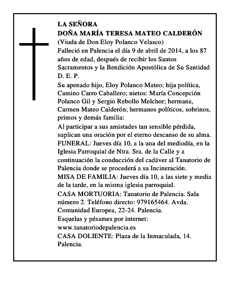 Doña María Teresa Mateo Calderón