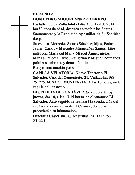 Don Pedro Miguelañez Cabrero