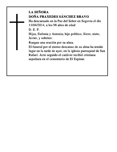 Doña Praxedes Sánchez Bravo