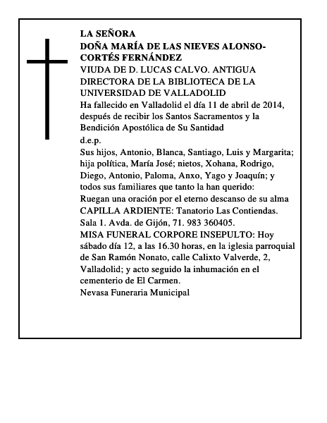 Doña María de las Nieves Alonso-Cortés Fernández