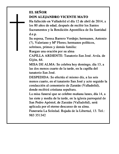 Don Alejandro Vicente Mato