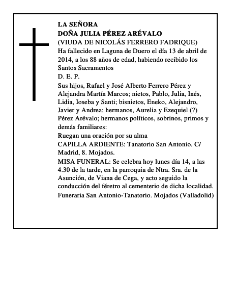Doña Julia Pérez Arévalo