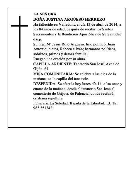 Doña Justina Argüeso Herrero