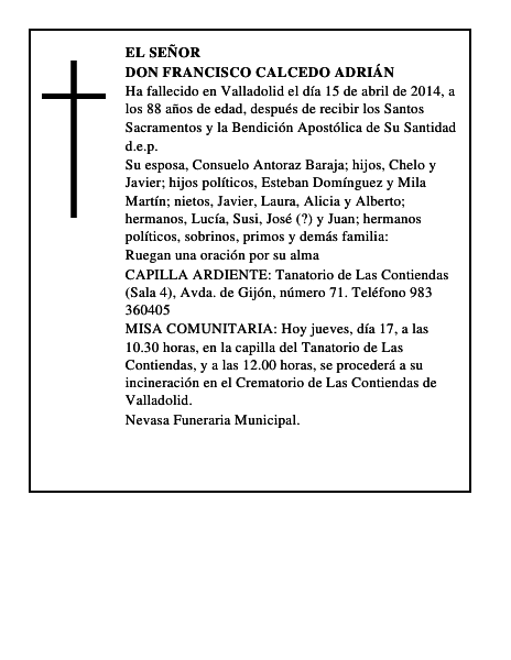 Don Francisco Calcedo Adrián