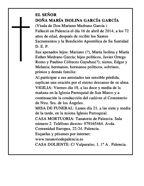 Doña María Isolina García García