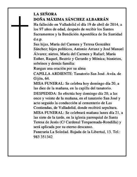 Doña Máxima Sánchez Albarrán