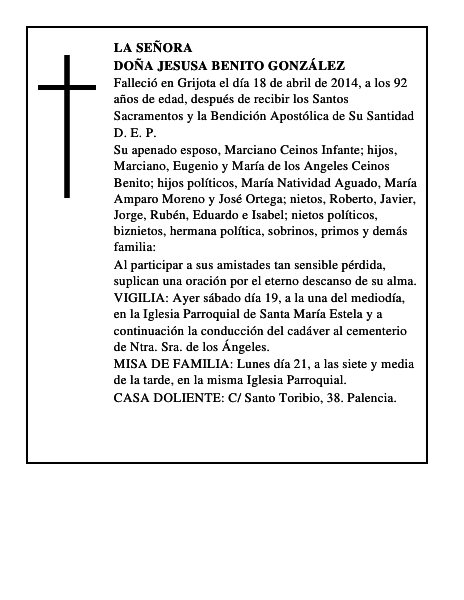 Doña Jesusa Benito González
