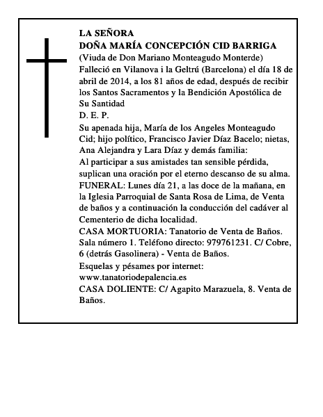 Doña María Concepción Cid Barriga