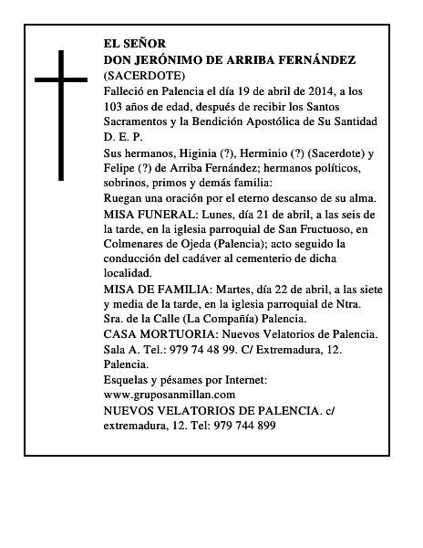 Don Jerónimo de Arriba Fernández