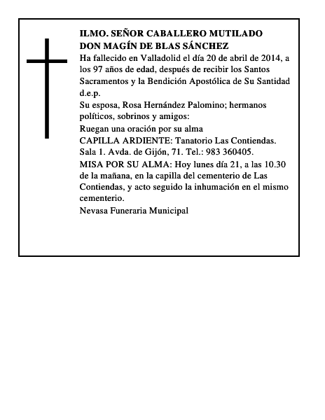 Don Magín de Blas Sánchez