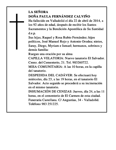 Doña Paula Fernández Calviño