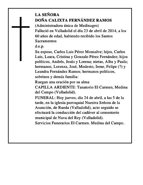 Doña Calixta Fernández Ramos