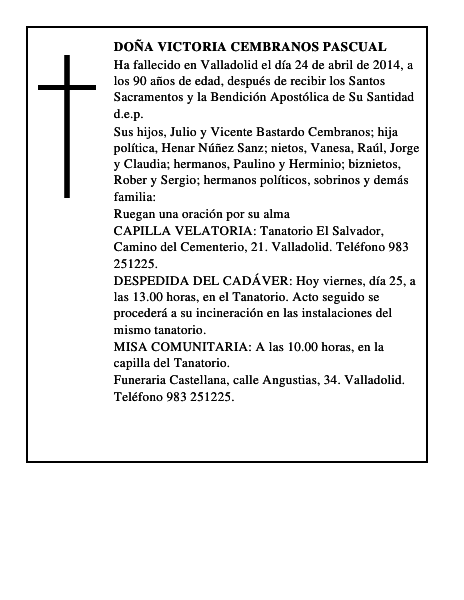 Doña Victoria Cembranos Pascual