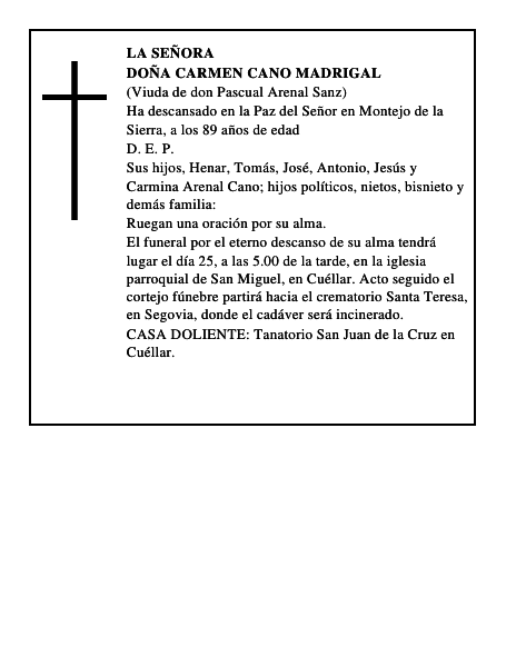 Doña Carmen Cano Madrigal