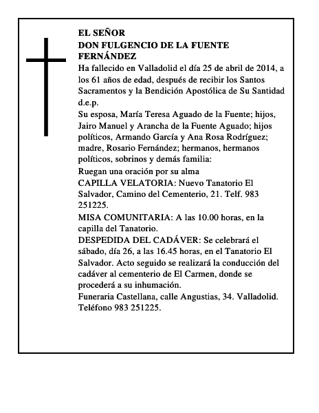 Don Fulgencio de la Fuente Fernández