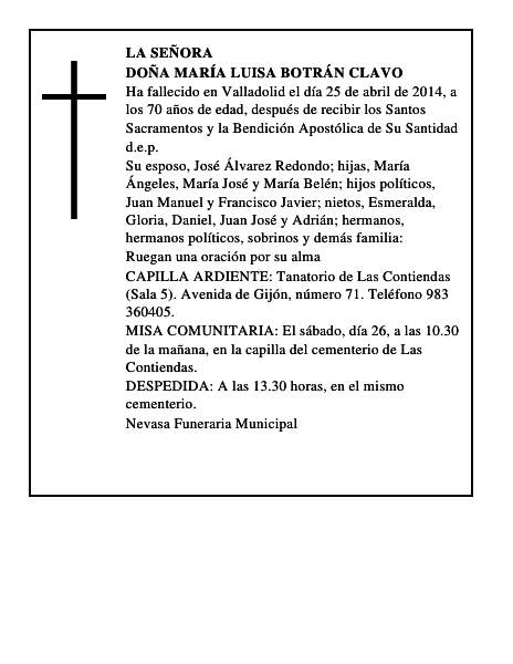 Doña María Luisa Botrán Clavo