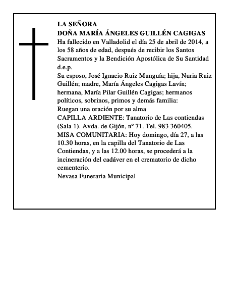Doña María Ángeles Guillén Cagigas