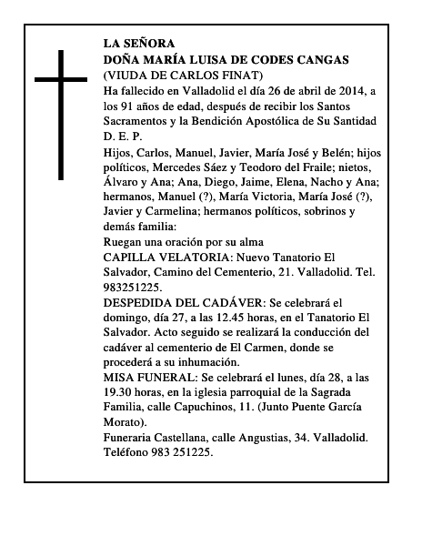 Doña María Luisa de Codes Cangas