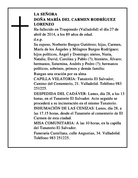 Doña María del Carmen Rodríguez Lorenzo