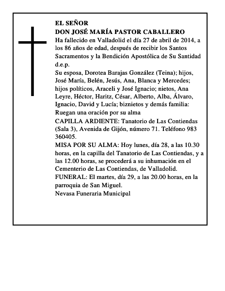 Don José María Pastor Caballero