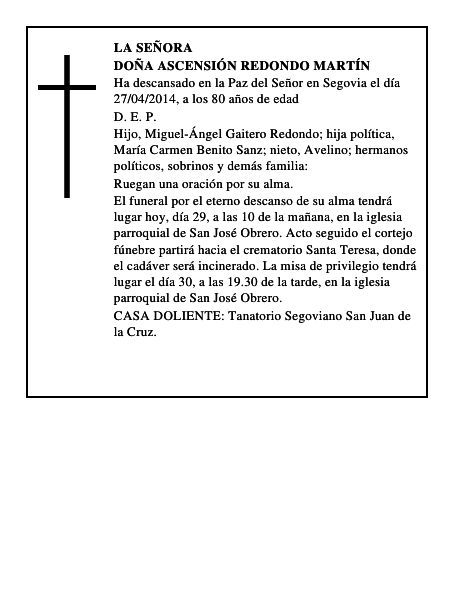 Doña Ascensión Redondo Martín