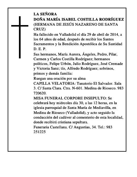Doña María Isabel Costilla Rodríguez