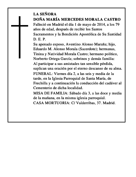 Doña María Mercedes Morala Castro