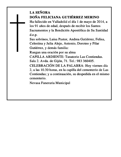 Doña Feliciana Gutiérrez Merino
