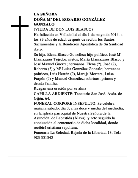 Doña Mª del Rosario González Gonzalo