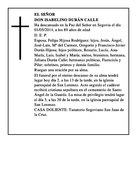 Don Isabelino Durán Calle