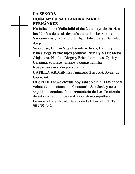 Doña Mª Luisa Leandra Pardo Fernández