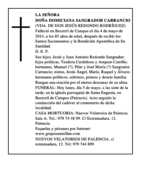 Doña Domiciana Sangrador Carrancio