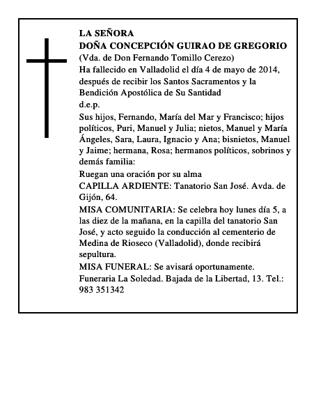 Doña Concepción Guirao de Gregorio