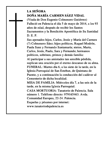 Doña María Carmen Sáez Vidal