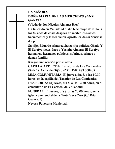 Doña María de las Mercedes Sanz García