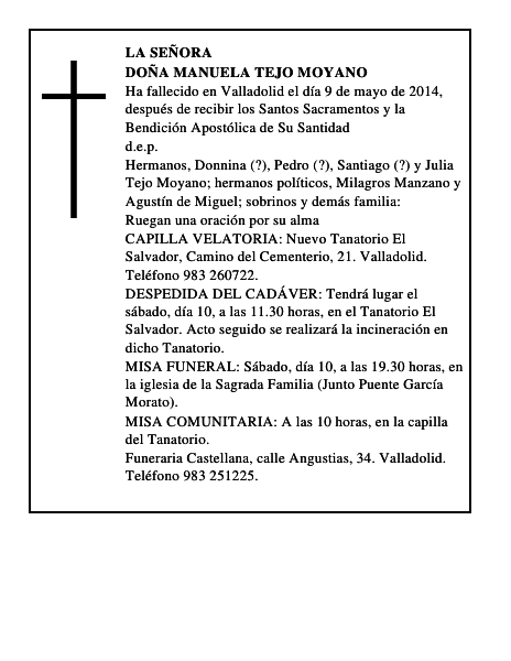 Doña Manuela Tejo Moyano