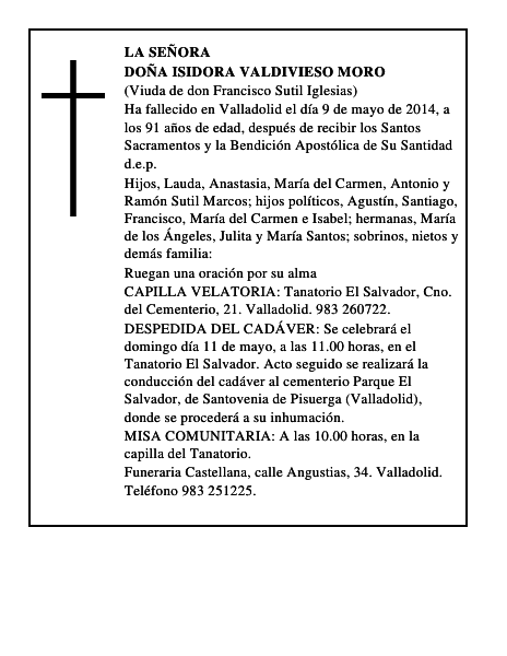 Doña Isidora Valdivieso Moro