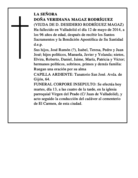 Doña Veridiana Magaz Rodríguez