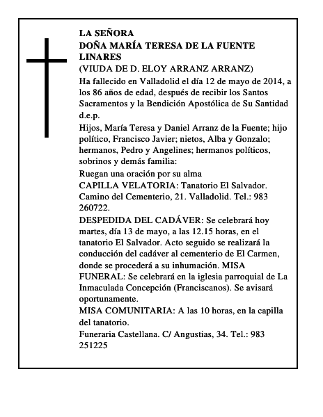 Doña María Teresa de la Fuente Linares