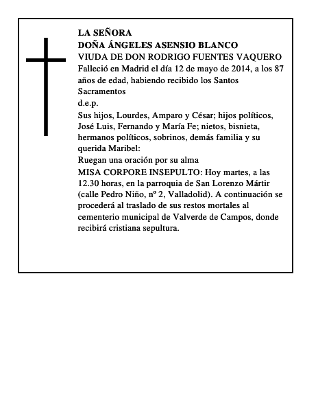Doña Ángeles Asensio Blanco