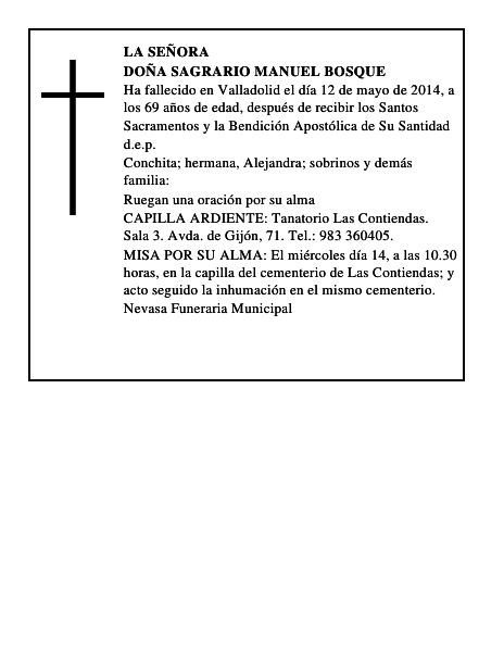 Doña Sagrario Manuel Bosque