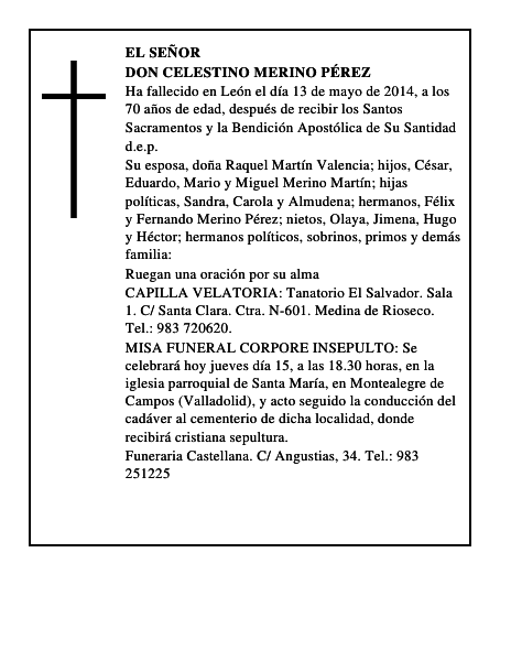 Don Celestino Merino Pérez