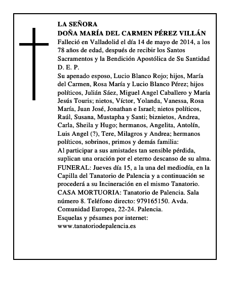 Doña María del Carmen Pérez Villán