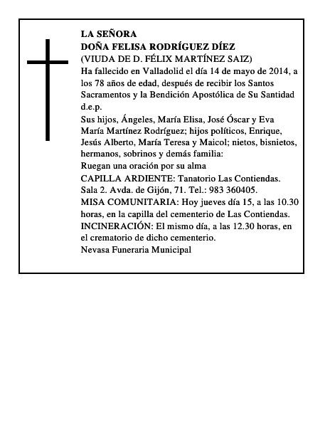 Doña Felisa Rodríguez Díez