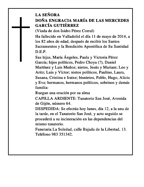 Doña Engracia María de las Mercedes García Gutiérrez