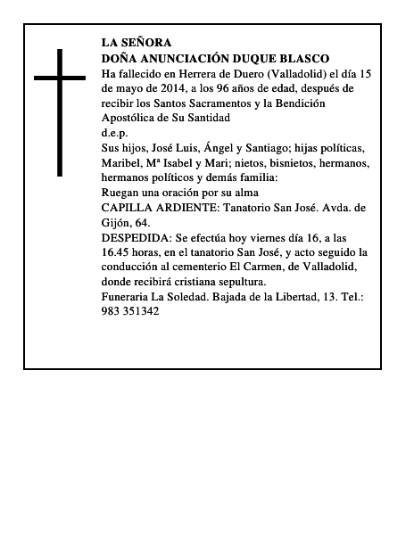 Doña Anunciación Duque Blasco