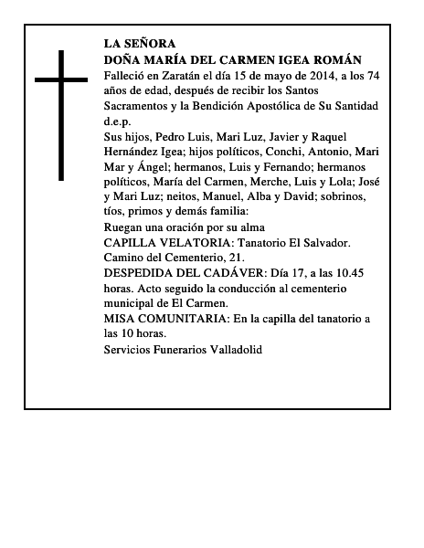 Doña María del Carmen Igea Román